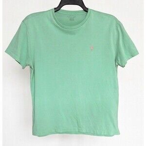 Ralph Lauren Polo Shirt Mens Small Pastel Green W. Pink Pony Logo Crew Neck